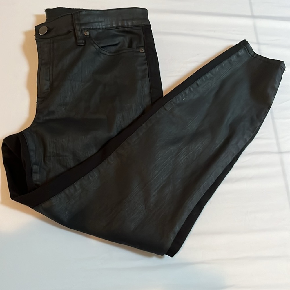 J. Crew size 32 black coated jeans style toothpick back is softer ponte fabric